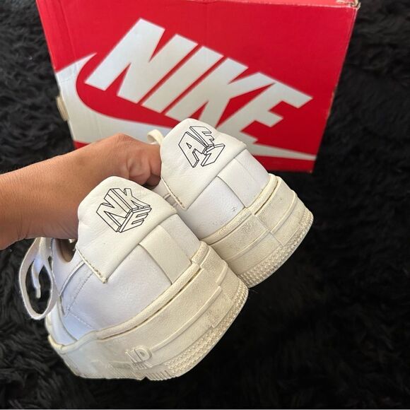 NIKE af1 Air Force one shadow white lace up platform shoes sneakers women’s 8.5 - Picture 5 of 9